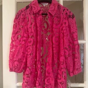Pink Lace Open Cardigan